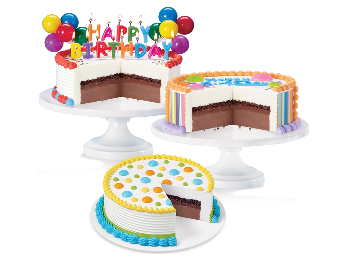 Three cakes on display