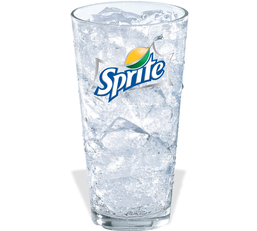 Sprite in a glass with ice