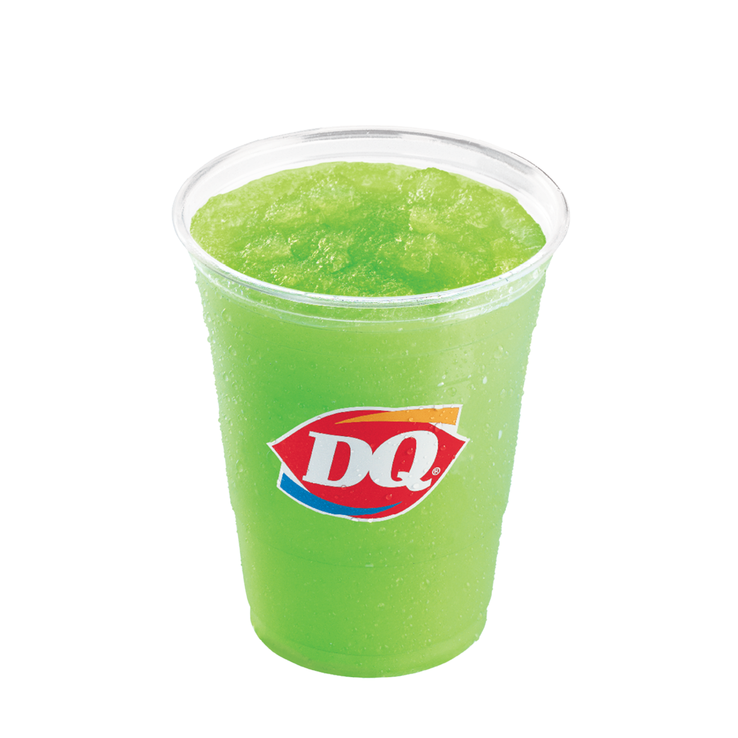Lemon lime slush drink in a DQ cup