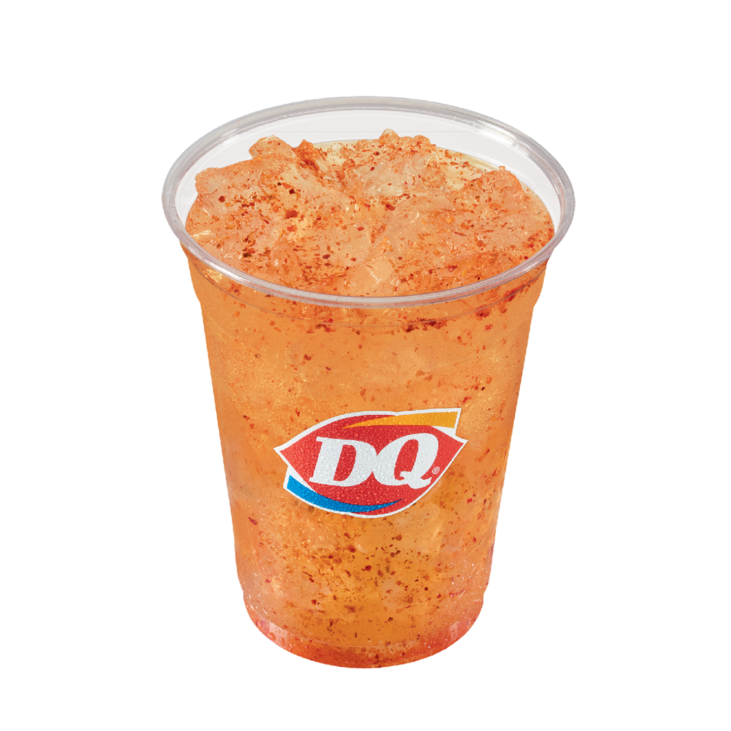 Pineapple lemonade sparkler with Tajín and ice in a DQ cup
