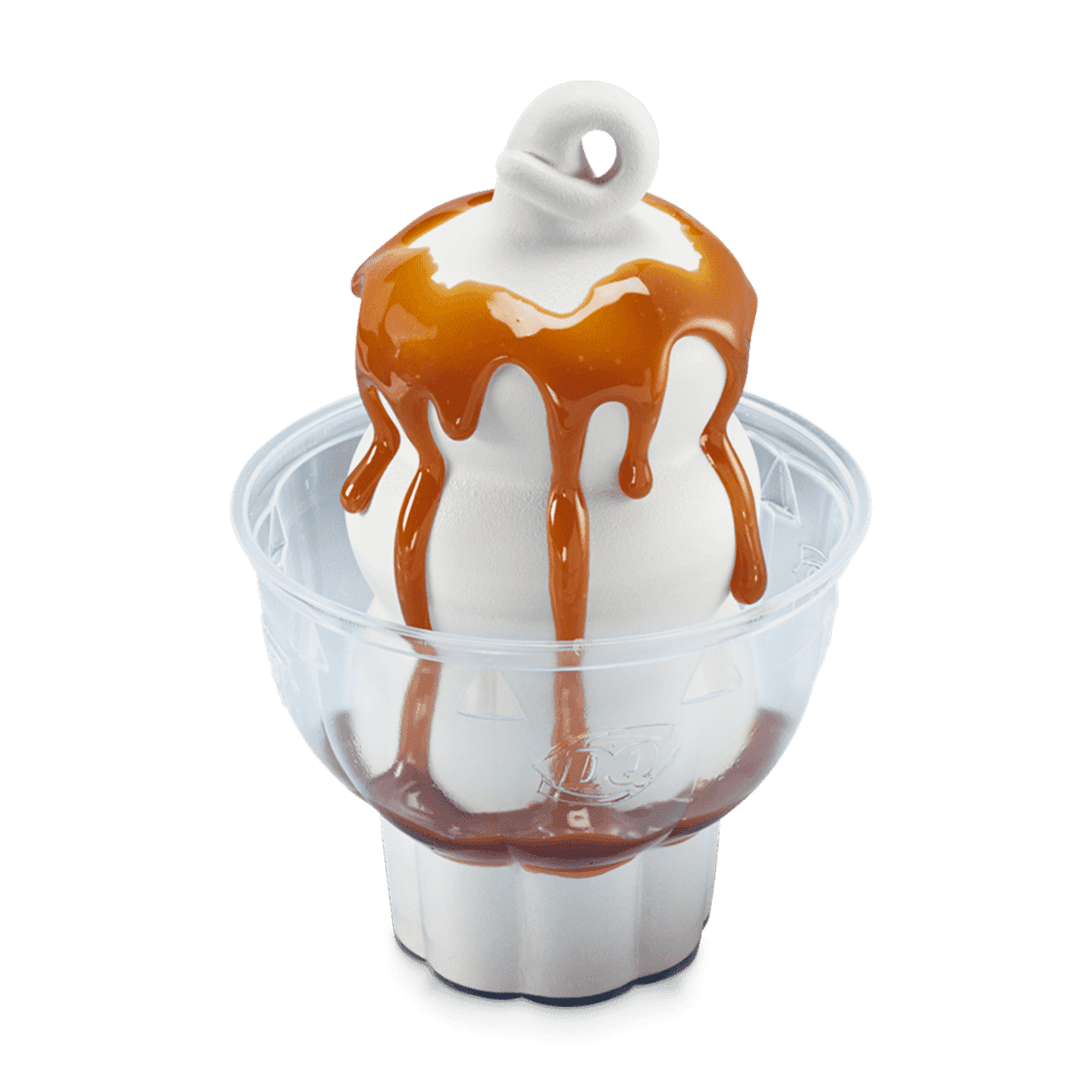 Soft serve sundae with caramel topping