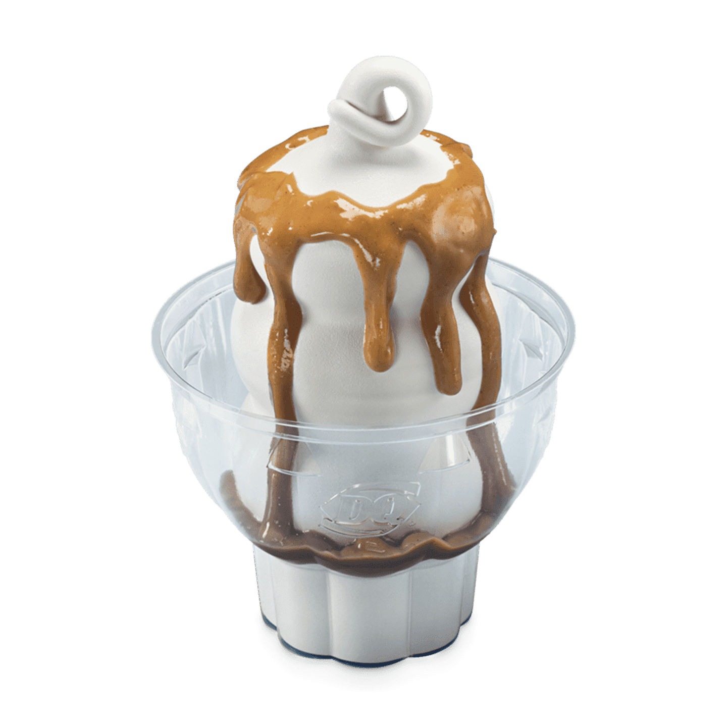 Soft serve sundae with peanut butter topping