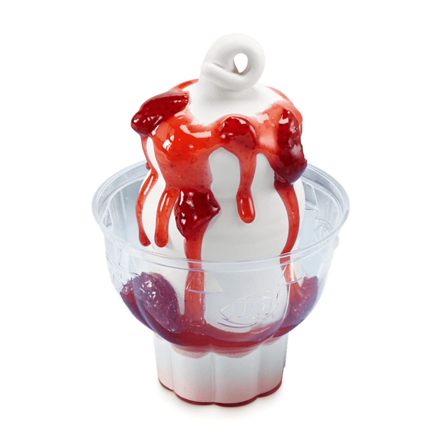 Soft serve sundae with strawberry topping